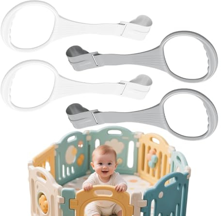 Pull-up Anelli - 7,87 x 3,54 x 0,39 pollici Playpen & Cribd Hangingrings, anello maniglia a mano per equilibrio in piedi, camminare e imparare a camminare | 4 anelli (2 + 2 grigi, pp, 20 x 9 x