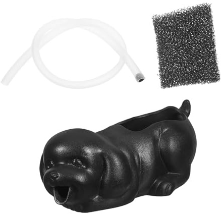 BESPORTBLE Fontana in Ceramica con Sputacchiera Forma di Cucciolo Decorazione per Acquari e Giardini Supporto per Piante Verdi e Metodo di Filtraggio Acqua Efficiente per Laghetti e Terrazzi