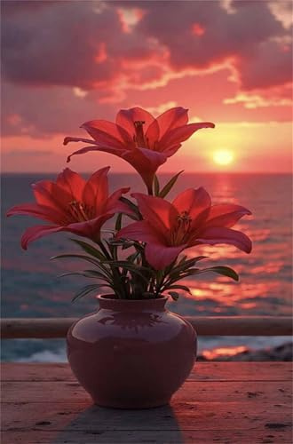 Puzzle 1314 Teile Erwachsene Sonnenuntergang Lilien Blumen, Kreative Unterhaltung, Herausforderndes Rätsel, Spaß, Klassisches Puzzle 75 x 50 cm 1314 Teile Puzzle