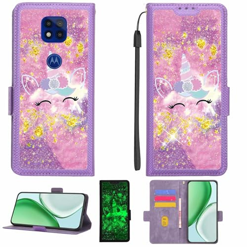 Kinetijy Coque Compatible pour Motorola Moto G Power 2021 Coque Étui Housse Case Support [avec Film Protecteur HD d'une dureté de 9H] [Blocage RFID][Paillettes dorées + Brillantes] LPT-DJS