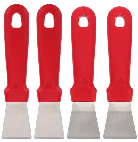 DIYEAH Set 4 Pezzi Raschietti per Ghiaccio in Acciaio Inox per Frigorifero Pala Dritta e Curva, Strumenti Antighiaccio Domestici per Rimozione Ghiaccio da Congelatore e Sbrinamento Piani