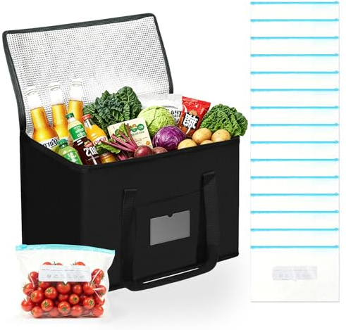 Yuaerbuo 40L Kühltasche Groß Isoliertasche mit 15 Gefrorene Beutel, Kühltasche Faltbar Kühlbox, Thermotasche Picknick Dauerhaft Einkaufstasche Faltbar für Außenbereich Camping Strand BBQ