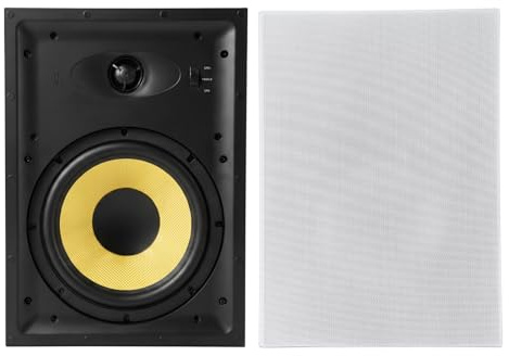 VEVOR Enceinte Encastrable Murale 203,2 mm Enceintes Encastrables 1 Paire à 2 Voies pour Intérieur Humide, Cuisine, avec Grille Peignable, Son Hi-FI, Puissance de Crête Simple 200 W, Rectangulaire