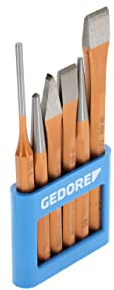 GEDORE Werkzeugsatz, Set 6-teilig, gefüllt, im PVC-Halter, Meißel, Körner, Treiber, Werkzeug, 106
