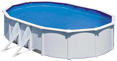 Piscina acero ovalada filtro arena 610x375x120 cm blanca