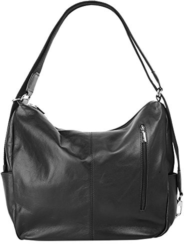 Cluty Rucksack-Shopper Echt Leder Damen Made in Italy, 2in1 Handtasche, Umhängetasche mit Smartphonefach, Ledertasche wandelbar zum Rucksack