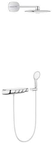 GROHE Rainshower Smartcontrol Duo 360 - Duschsystem mit Thermostatbatterie (wassersparend, Verbrühungsschutz, inkl. Duschablage, Antikalk-System), moon white, 26443LS0
