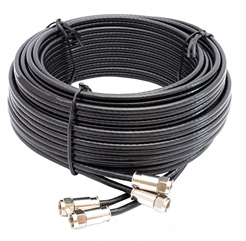 SSL Satellites 2 m Twin Satellite Shotgun Cable Extension Kit with Premium Fitted Compression F Connectors for Sky Q HD and Freesat - Black (2M, BLACK)