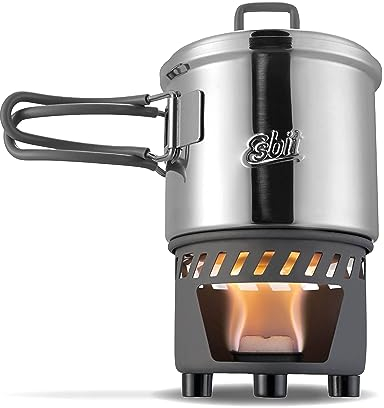 Esbit Set de cocina para combustible seco, 585ml, acero inoxidable, tamaño empaquetado compacto, aire libre, acampada, deporte