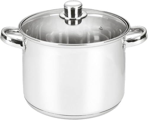 Michelino Edelstahl Kochtopf mit 3-schichtigem Alu-Thermoboden, Silber (13 Liter)