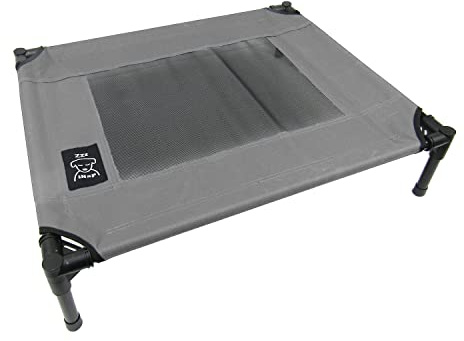 iNap Raised Dog Bed - Cooling Elevated Pet Bed with Washable Breathable Fabric - Orthopaedic Steel Frame Design - Choose Colour & Size (Dark Grey, M)