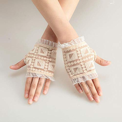 SHOUtao Spitzenhandschuhe Decken Narben Tattoo Kurze Handschuhe Damen Halbfingerhandschuhe Sonnenschutz UV Halbhandschuhe