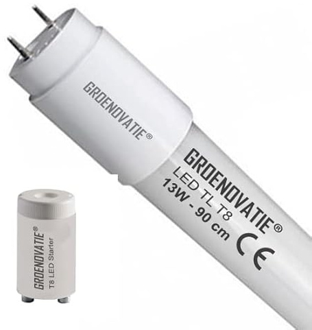 Groenovatie LED TL T8 Rohr, 13W, 90cm, 1625 Lumen, Glas, 830 Warmweiß