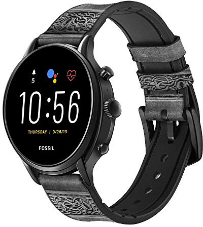 Innovedesire Thor Hammer Smart Watch Armband aus Leder für Fossil Hybrid Smartwatch Nate, Hybrid HR Latitude, Hybrid Smartwatch Machine Größe (24mm)