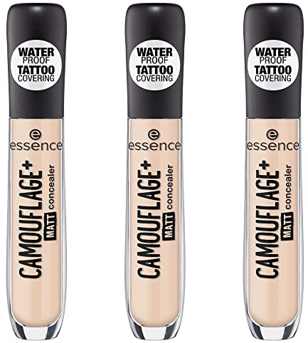 essence CAMOUFLAGE+ MATT concealer, täckstift, tatueringsöverdrag, nr 23 varm sand, nude, matt, oljefri, vattentät, utan alkohol, 3-pack (3 x 5 ml)