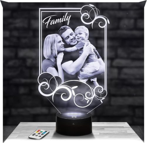 Lampephoto.fr - Personalisierte LED fotolamp mit Foto und Text. Geschenke für männer. Vatertag geschenk. Foto Lampe personalisiert Vatertagsgeschenk. 3D lampe mit Bild. Vater geschenke für papa