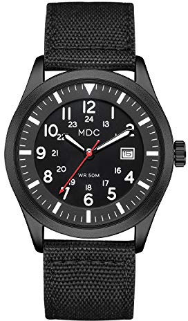 Infantry MDC Herren Militär Analog Quarz Uhr Armee Taktische Armbanduhr für Männer Outdoor Feld Arbeit Wrsitwatch mit Datumsanzeige, 5ATM Wasserdicht