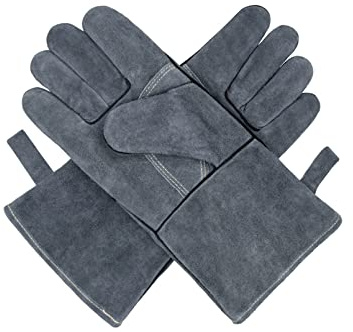 MiSMiAO Grillhandschuhe Lange Ofenhandschuh Grillhandschuh Schweißhandschuhe Hitzebeständig 932°F Kamin-Handschuhe für Barbecue, Küche, Backofen, Mikrowellenherd, 1 Paar (C)