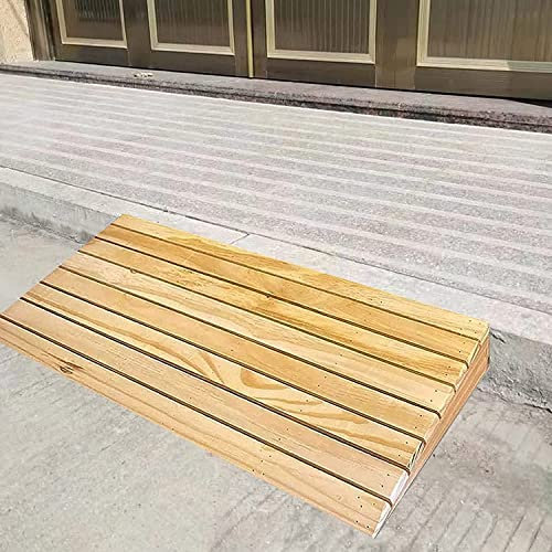 BBZY Starke und robuste Schwellenrampe aus Holz für Rollstuhl 440 lb Gewichtskapazität rutschfeste Rollstuhlrampe für Zuhause, Stufen, Treppen
