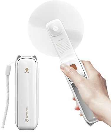 LETSCOL Handheld Mini Fan, 3 in 1 Hand Held Cooling Device, Portable and Personal with Power Bank & Flashlight, Foldable for Travel, Desk, Makeup (White)