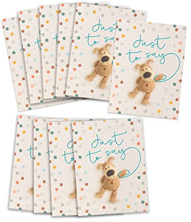 Boofle | Multipack med 10 Just to Say Cards | Grattis/Stolt över dig | söta mönster | med kuvert | 125 x 195 x 15 mm