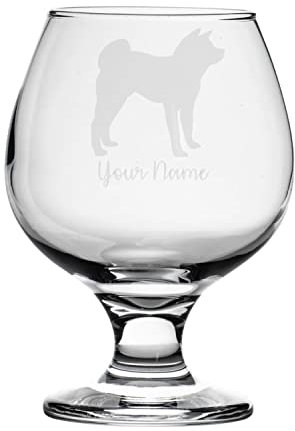 Personalised Akita Engraved Brandy Snifter Glass, Dog Gift for Women, Gift for Men