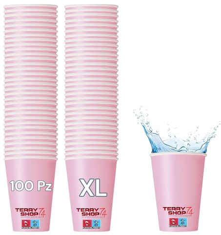 Terryshop74 Gobelets en papier mod 180 XL pour boissons chaudes et froides, étanches (XL Rose, 100 unités)