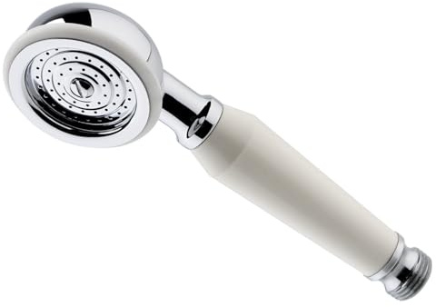 Taps2Traps® Victorian Style Traditional Shower Handset White & Chrome Bathroom Hand Held Or Fits Cradle