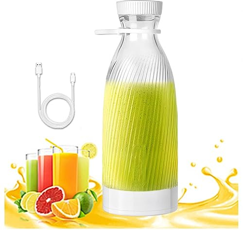 Gourde Mixeur Portable, 500 Ml, Conception à 6 Lames Mixeur Fruit, Recharge Usb Portable Sans Fil Bouteille Blender, Pour Jus Frais, Smoothies Et Shakes,White