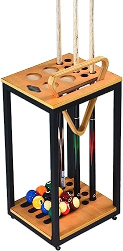 BomDog Pool-Queue-Racks, Billard-Pool-Holz-Rack-Halter Für Snooker – Zubehör, Bodenständer, 8 Schläger, 4 Trinkgläser, 1 Dreieck Und Kugelposition