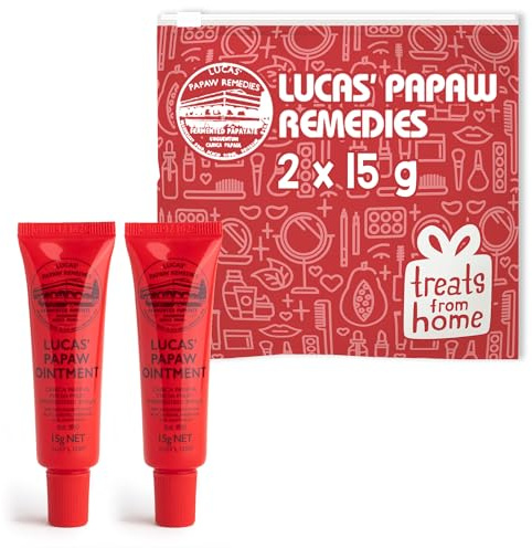 Lucas Pawpaw Lip Ointment, Lucas Pawpaw Cream, Lucas Pawpaw Ointment for Lips & Dry Skin - Unique All Skin Types, All Gender- Any Season Gift Pack with 2 x 15g Pawpaw Balm