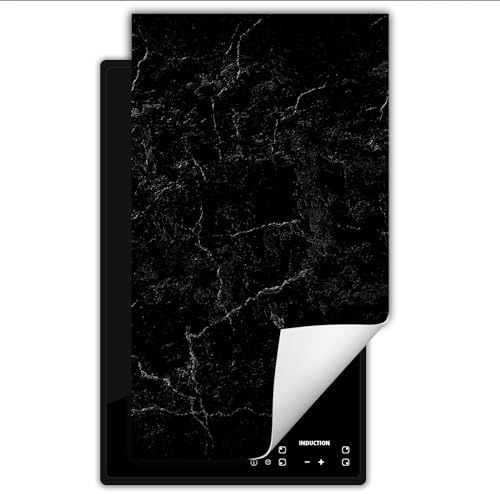 DarHaus Copertura Tappetino Piano Induzione 30x52 cm Cucina Coprifornelli Protezione per Piano Induzione - nero - marmo