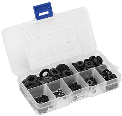 Arandela Arandela de Nailon M3 M7 Nylon 350 Piezas Kit de Juntas Planas de Arandela de Plástico de Nailon Negro M2 M2.5 M3 M4 M5 M6 M8 M3, Nailon Negro