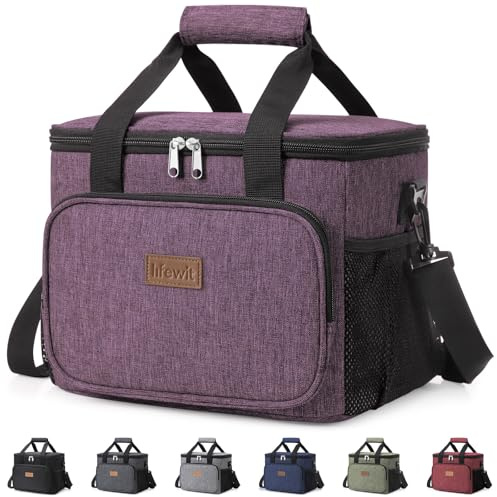 Lifewit Sac Isotherme Repas 15L(24 Canette), Lunch Box Isothermes Femme et Homme, Glaciere Souple Trousse Isotherm pour Cuisine, Travail, Pique Nique, Plage, Violet