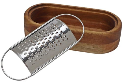 Zghhc Cheese Grater Stainless Steel Cheese Grater with Removable Wood Box Cheese Server Tools for Cheese, Chocolate