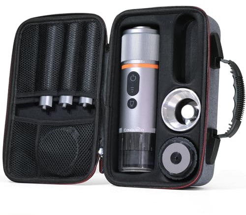 CONQUECO Tragbare Espressomaschine Elektrische Kaffeemaschine: 12V Auto kleine Reise-Expressomaschine Satz – selbstheizend, 8 Tassen, Batteriebetrieben, kompatibel mit NS-Kapseln & gemahlenem Kaffee