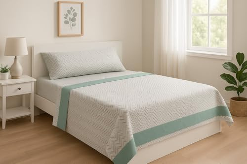 Corredocasa Set Completo Lenzuola in Morbido Pile, Alta qualità con Diverse Fantasie Eleganti per Un Comfort Avvolgente, Ideale per Un Letto Caldo e Accogliente (Verde, Matrimoniale)
