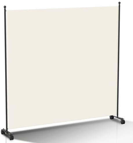 Peviasot Raumteiler auf Rollen, Paravent 1 teilig klappbar, Trennwand Wandschirm aus Metall & Polyester,Flexible Anpassung Sichtschutz Room Divider Innen für Zuhause Büro Terrasse, 187 x 181 cm|Beige