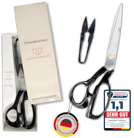 Scherenpalast Schneiderschere 25,4 cm – scharfe Nähschere & Stoffschere aus rostfreiem Edelstahl – Profi Textilschere mit Fadenschneider, ergonomischer Griff & Geschenkbox – Nähzubehör