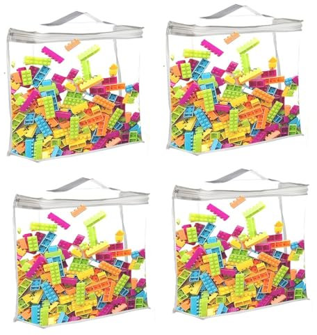 4 Pcs Waterproof Toy Storage Bags with Zip for Building Blocks, Puzzle, Dolls, Balls, Clothes, Books - 40x30x10cm