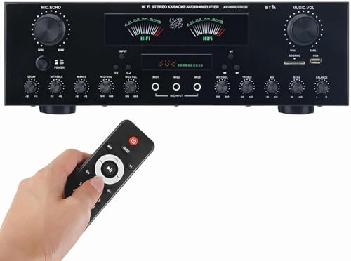 HKFGSHOP Amplificador De Audio 1000W, Amplificador De Potencia 7 Canales, Receptores HiFi Stereo con Bluetooth 5.2, USB, FM, Tarjetas SD, para Subwoofer, Altavoces Home Theater, Karaoke