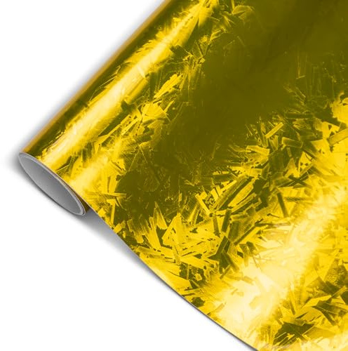 Forged Carbon Folie,Gold,150 X 30cm carbonfolie Auto,Glanz holografisches Chrom-Spiegel-Wrapping-Folie DIY-Autoaufkleber,Autowrap-Vinyl-Rollen für DIY-Nutzung,Foneso Selbstklebend Autofolie aus Vinyl
