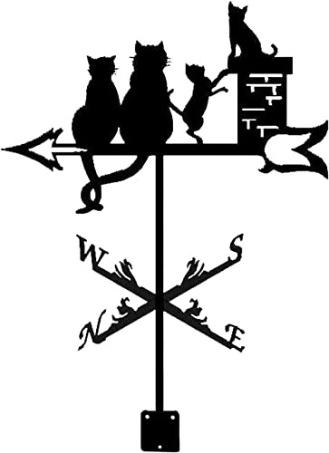 Segnavento a forma di banderuola, strumento di misurazione per famiglia di gatti, cernie, gufo, silhouette, gancetto, indicatore di direzione, per esterni, giardini, case, patio, prati, famiglia di