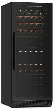 Klarstein Velaire Weinkühlschrank 2 Zonen - 122 Flaschen, 5-22°C, Touch, LED, UV-Schutz, Einbau & Freistehend, leise, Weinklimaschrank, Holzregale