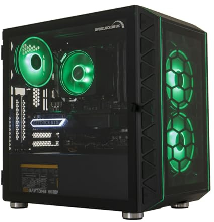 OVERCLOCKERS UK Refract Gaming Jade Pre-Built Gaming PC – AMD Ryzen 7000 CPU, RTX 5060 Ti GPU, 32GB DDR5, 1TB SSD – 1080p/1440p High FPS Gaming Performance – RGB Glass Case