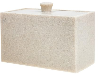 FELTECHELECTR Caja Organizadora con Tapa para Bastoncillos y Discos de Algodón Compartimentos Dobles Almacenamiento Compacto para Cosméticos y Accesorios de Tocador Protección contra Polvo para
