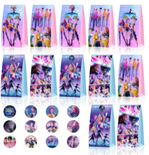 12 Stück Anime Geschenktüte Klein, Party Süßigkeiten Tüten mit 12 Aufkleber, Anime Mitgebsel Papiertüten Kindergeburtstag, Anime Süßigkeiten Papiertüten Set, für Geburtstag, Party