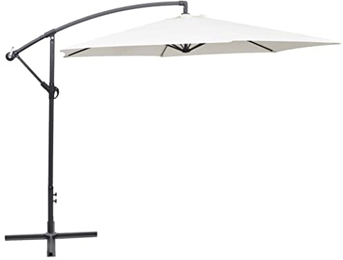 Solivagant Parasol de Jardin en Porte-à-Faux 3 m Blanc Sable,(14.1 KG)