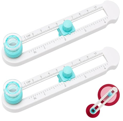2 taglierini circolari per carta, regolabili, diametro 2-20 cm, taglierina circolare per carta, rotante a 360°, per biglietti
