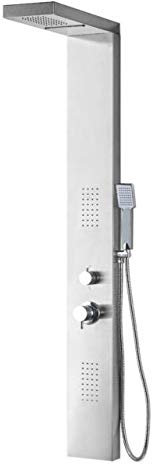 Marco Mammoliti | Pannello Doccia Malya in Acciaio Inox con Cascata Integrata e 4 Funzioni, 151x50x18cm